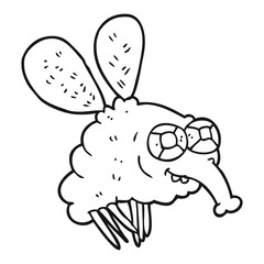 black and white cartoon fly