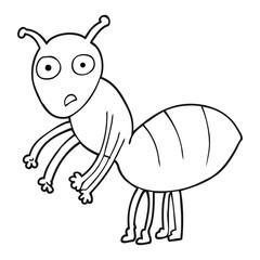 black and white cartoon ant