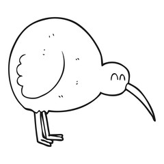 black and white cartoon kiwi bird