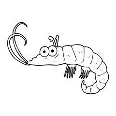 black and white cartoon shrimp