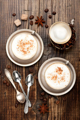 Obraz na płótnie Canvas Cappuccino coffee in cups, top view