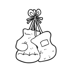 black and white cartoon boxing gloves
