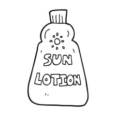 black and white cartoon sun lotion