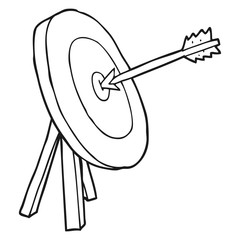 black and white cartoon archery target