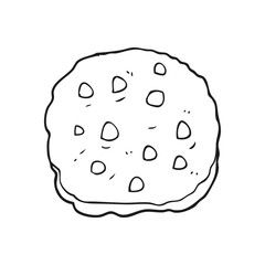black and white cartoon cookie