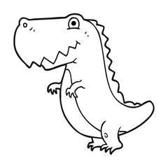 black and white cartoon dinosaur
