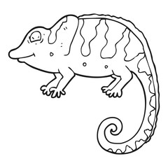 black and white cartoon chameleon