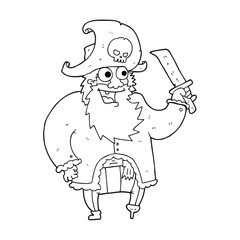 Fototapeta premium black and white cartoon pirate captain