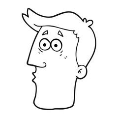 black and white cartoon male face