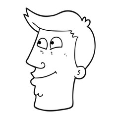 black and white cartoon male face