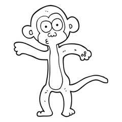 black and white cartoon monkey