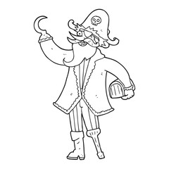 black and white cartoon pirate captain