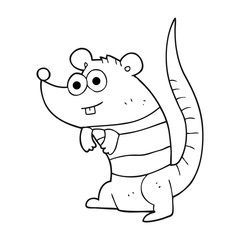 black and white cartoon rat