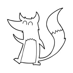 black and white cartoon little wolf