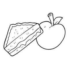 black and white cartoon packed lunch