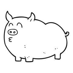 black and white cartoon pig