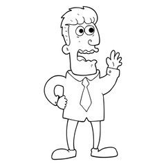black and white cartoon businessman