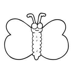 black and white cartoon butterfly