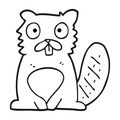 black and white cartoon beaver