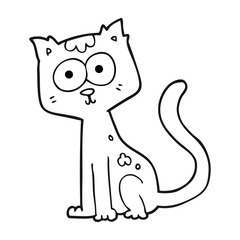 black and white cartoon cat