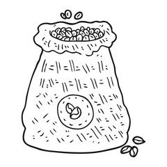 black and white cartoon bag of coffee beans