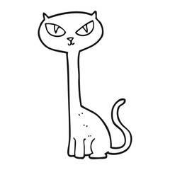 black and white cartoon cat