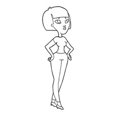 black and white cartoon woman