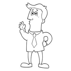 black and white cartoon businessman