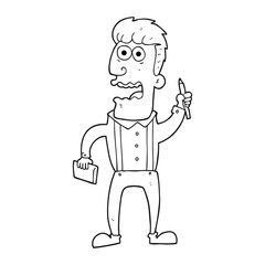 black and white cartoon stressed reporter