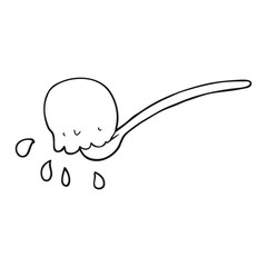 black and white cartoon scoop of icecream