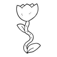 black and white cartoon flower