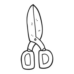 black and white cartoon scissors