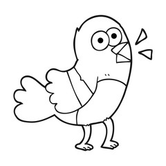 black and white cartoon bird