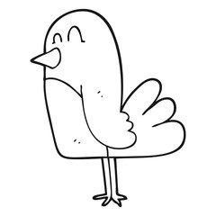 black and white cartoon bird