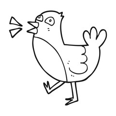 black and white cartoon bird