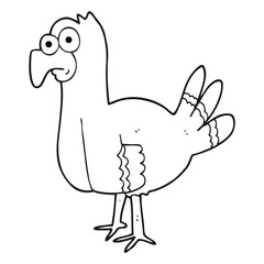 black and white cartoon bird