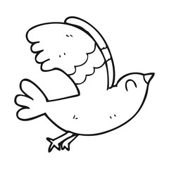 black and white cartoon bird