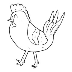 black and white cartoon chicken