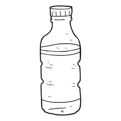 black and white cartoon water bottle