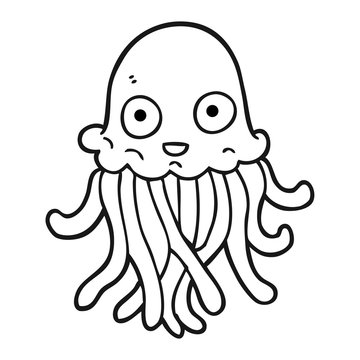 black and white cartoon octopus