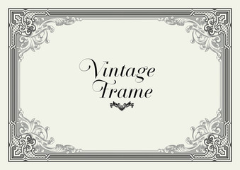 Vintage Ornament Border. Decorative Floral Frame Vector.