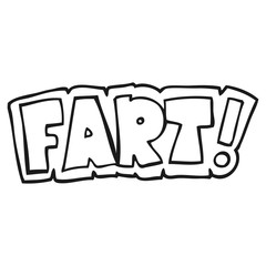 black and white cartoon fart symbol