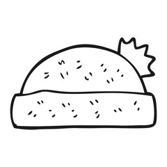 black and white cartoon winter hat