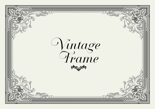Vintage Ornament Border. Decorative Floral Frame Vector.
