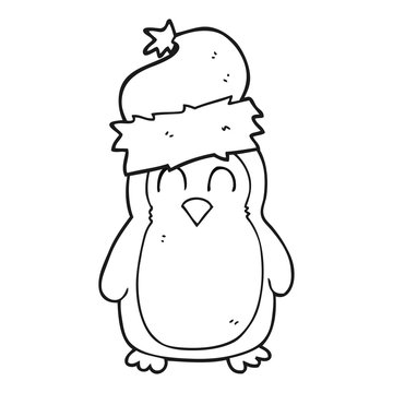 black and white cartoon penguin