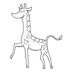 black and white cartoon giraffe