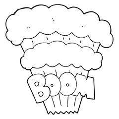black and white cartoon explosion