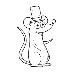 black and white cartoon mouse in top hat