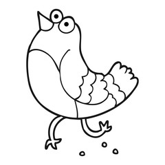 black and white cartoon bird