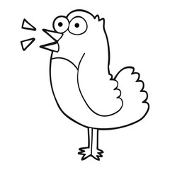black and white cartoon bird